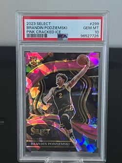 2023 Panini Prizm Brandin Podziemski RC Pink Ice Courtside 10/99 PSA 10 MINT