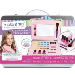 Make It Real: Glam Makeup Set - 10 Piece Travel Hard Case, Tweens & Girls, All-in-One Cosmetic & Beauty Kit, Includes Instrumental Dream Guide @Toys 