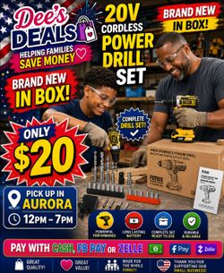 20V Cordless Power Drill set BRAND NEW IN BOX ONLY $20