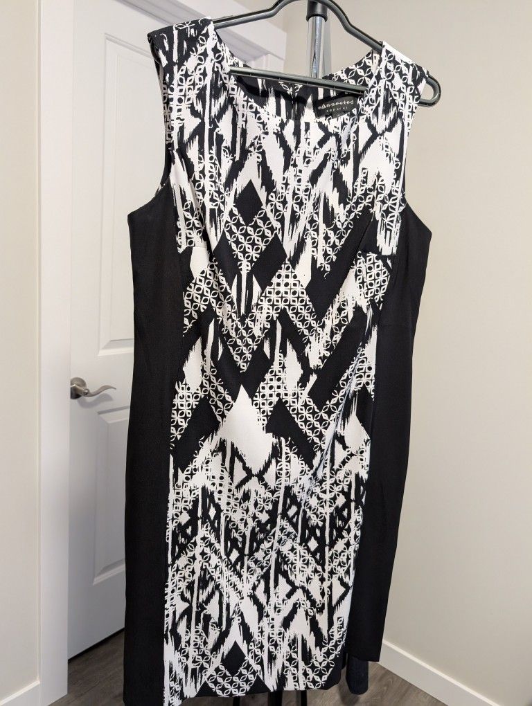 Connected Apparel Black/White Dress Size 14