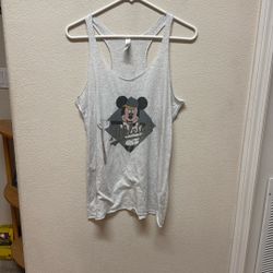 Disney Mickey Mouse Oakland Athletics A’s Gray Womens Large L Racerback Tank Top Shirt
