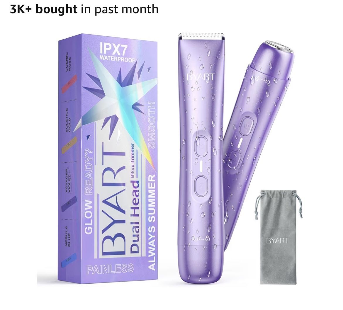 New Bikini Trimmer for Women Dual Head IPX7 Waterproof Electric Razor