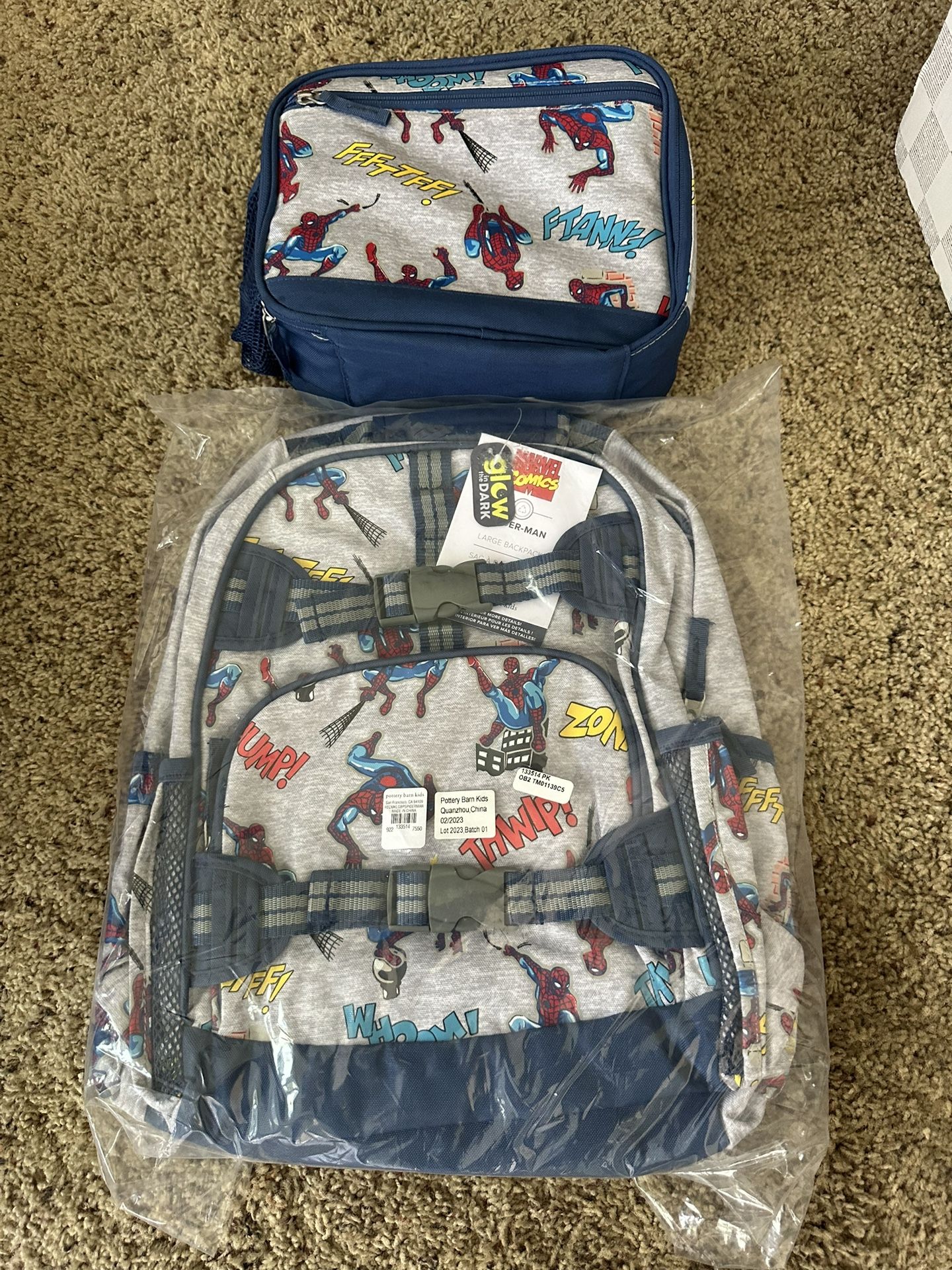 Pottery Barn Spider-Man Back Pack And Lunch Box