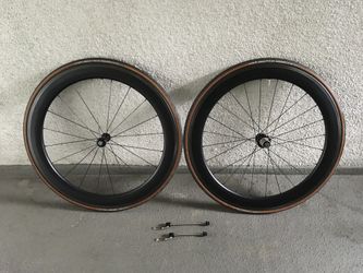Q2 TEAM 60mm Deep HED LICENSED Carbon Fiber Wheelset - SUPER CLEAN,!! - $500.00