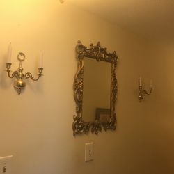 Set of 2 Candle Holders & Mirror