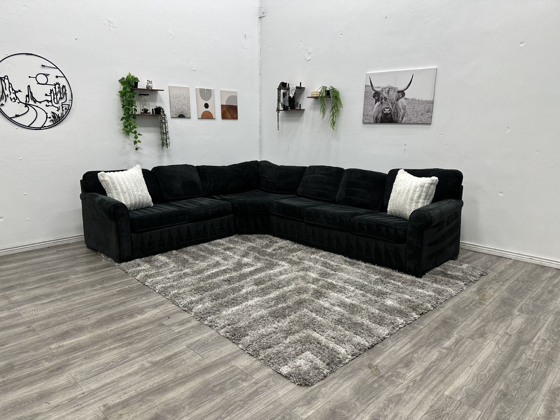 Black Sectional Couch - Free Delivery