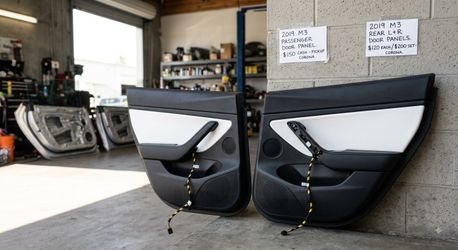 OEM 2019 Tesla Model 3 Rear [Left/Right] Interior Door Panel - COMPLETE (Speaker + Switch)