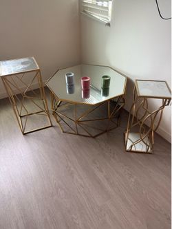 Modern Gold Accent Table Set – $100 ✨