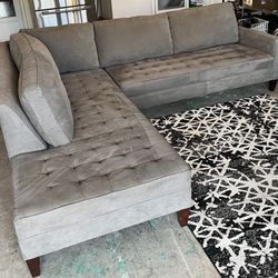 Gray Vapor 105" by 90" 2pc Mid Century Modern Sectional Sofa with LAF Chaise by Z Gallerie