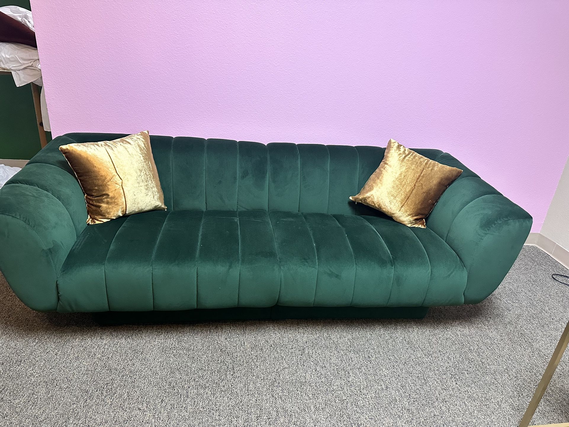 Green Velvet 88.2” Chesterfield Sofa