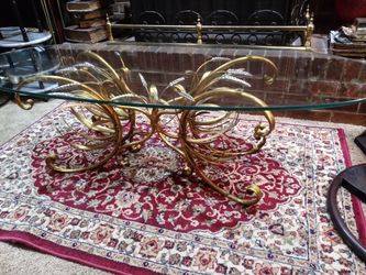 Large Hollywood Regency Wheat Grass Coffee Table