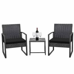 3-Piece Outdoor Wicker Bistro Set