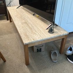 Stone and Wood Coffee Table 