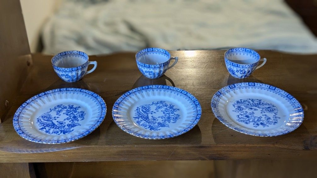 Vintage Bavaria China Blau Teacups & Plates Set – Beautiful Blue Floral Porcelain