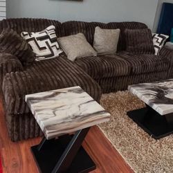 AP🎉 Chocolate 2 Piece Fluffy Sectional Couch With Chaise// Financing & Delivery Available 