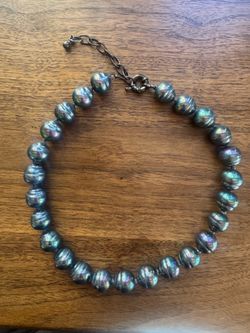 Rainbow-black freshwater pearl necklace