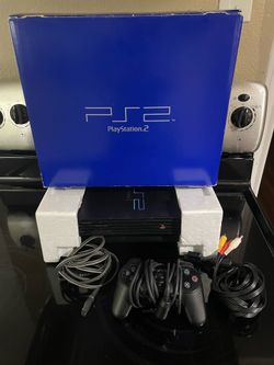 Sony PlayStation 2 PS2 Fat Black Console with Box-READ
