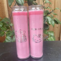 Set Of Pink Hello Kitty Candles!