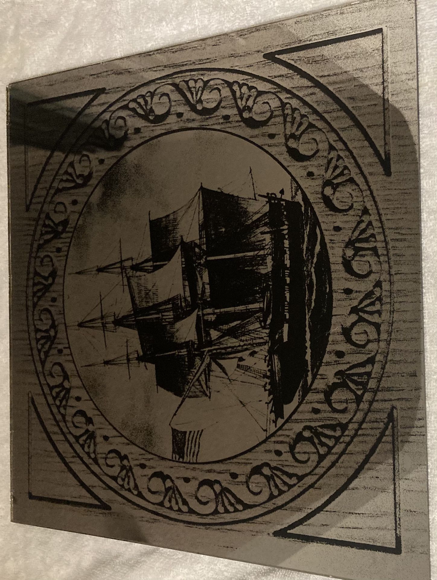 Mirror-like Sailboat Etched Glass, 12x12 Decorative Wall Panel Art