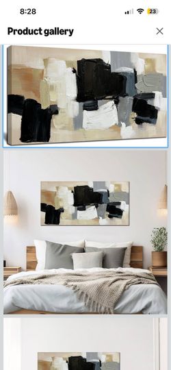 Brand New Black and White Abstract Wall Art for Living Room Neutral Hand Painted Gray Modern Large Textured Oil Painting Minimalist Artwork for Bedroo