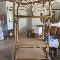 Vintage Tall Natural Boho Bamboo Rattan Shelving Unit