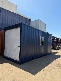 20FT REFURBISHED SHIPPING CONTAINER - WIND & WATERTIGHT | HEAVY DUTY STORAGE SHED | CONEX BOX w/ ROLL UP DOOR + MAN DOOR + WINDOW