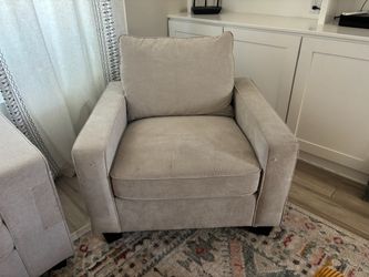 Beige/Grey Upholstered Accent Armchair