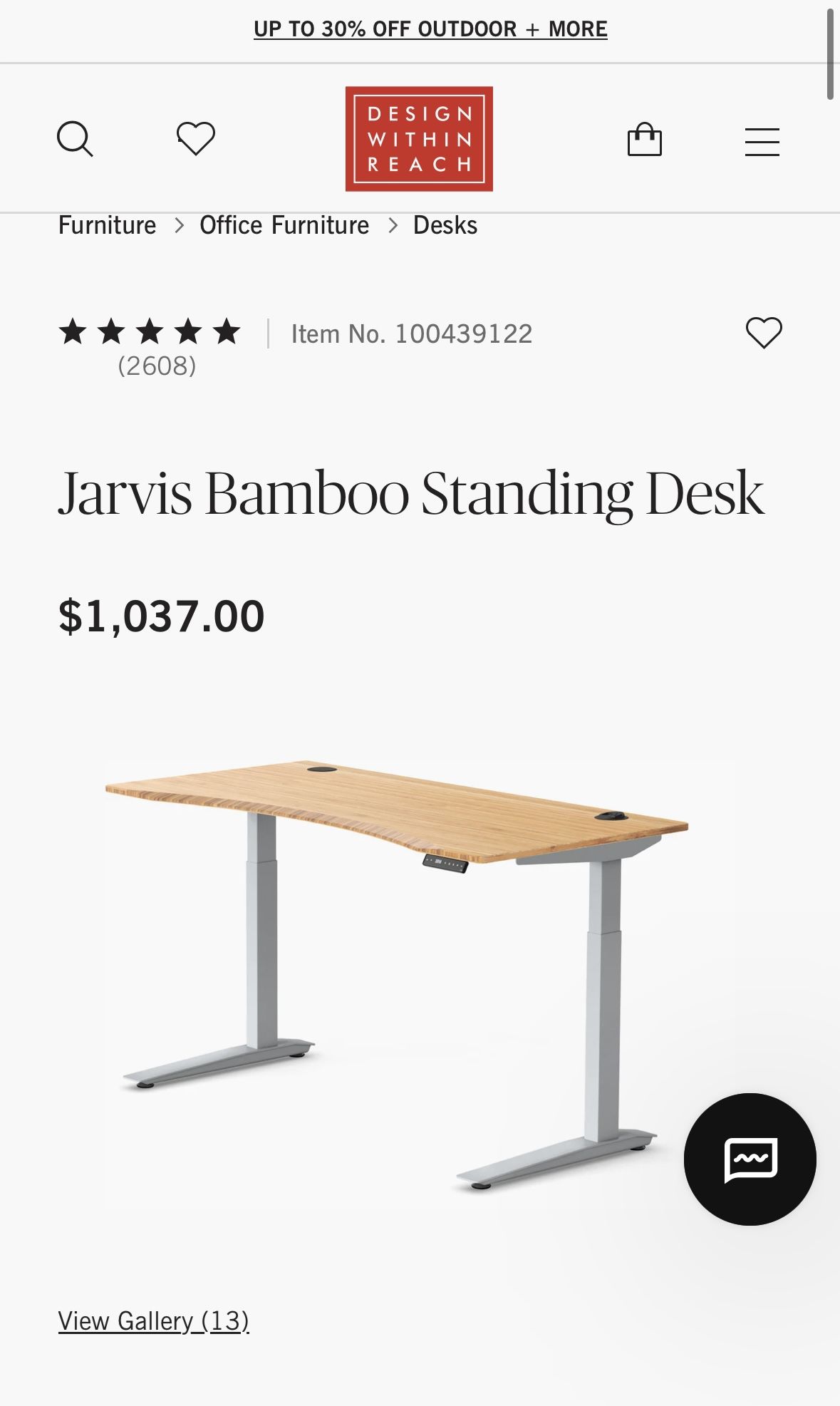 Fully Jarvis Bamboo Standup Desk