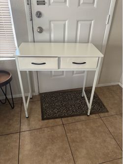 White Organizer Table with 2 Fabric Drawers