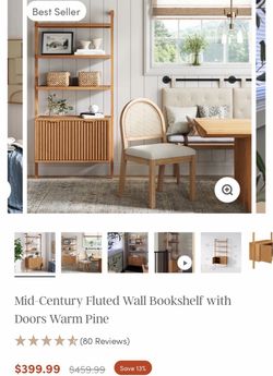 NATHAN JAMES WALL MOUNT BOOKCASE with fluted doors