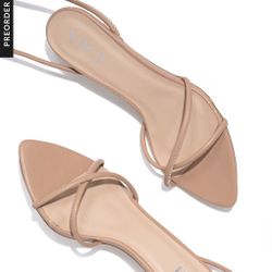 Faux Leather Strappy Kitten Heel (Nude & Black) 