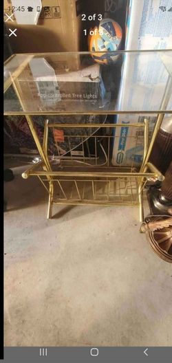 Vintage antique brass and glass table