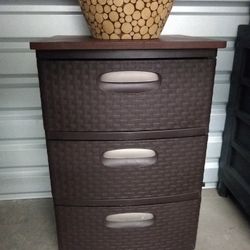 Outdoor Wicker Weave 3 Drawer Storage Cabinet Bin Lifetime Sterilite Rubbermaid Wood Hard Top Plastic Resin Rattan weave Indoor Bedroom Dresser Night