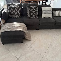 VanAcc Grey Chenille Modular Sectional Sofa 5-Seater