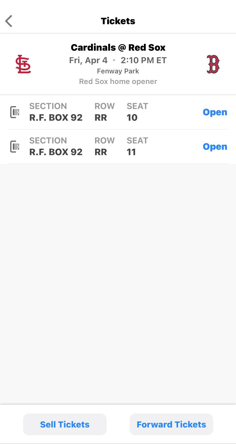 Cardinals @ Red Sox Friday April 4