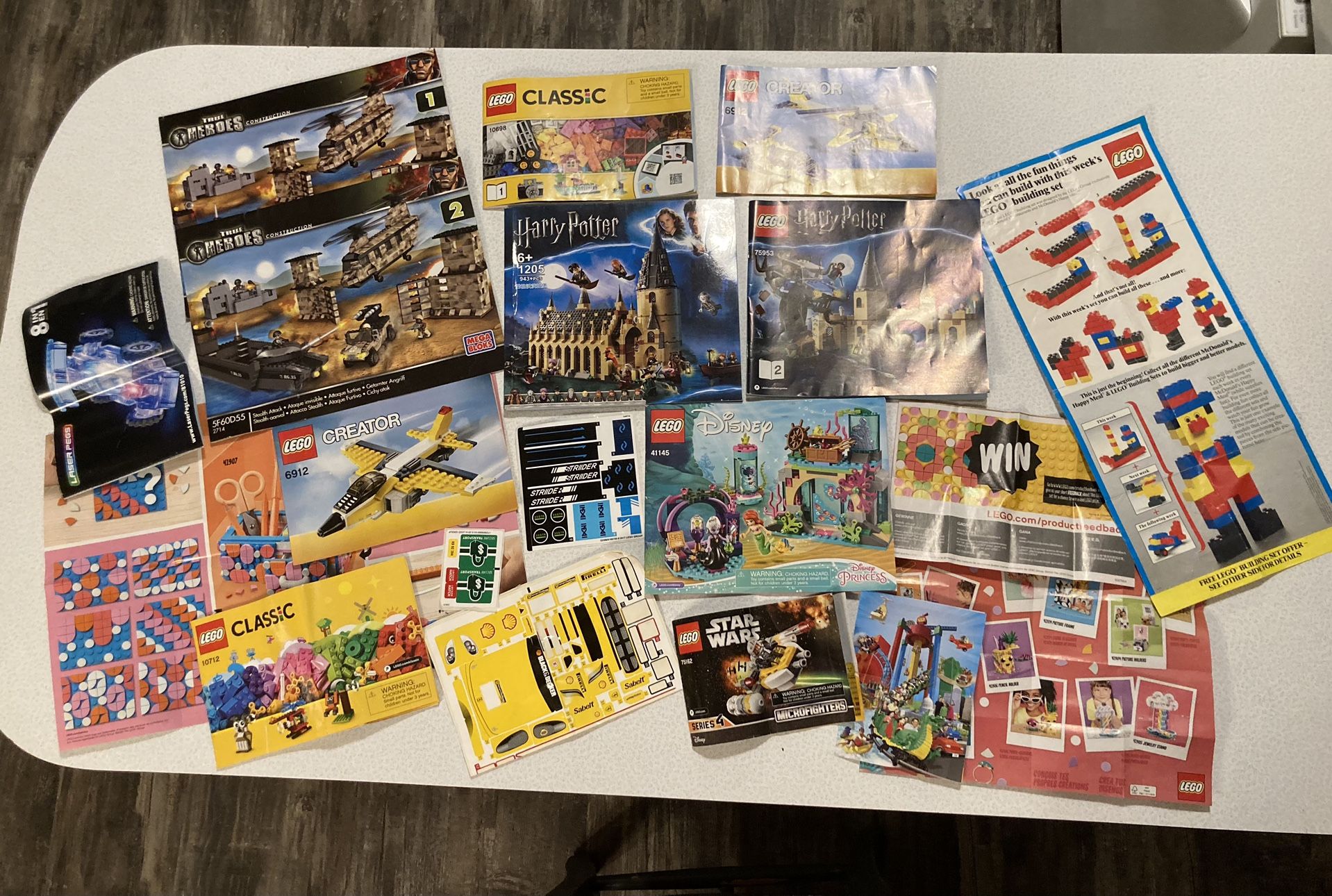 19 Lego Mega Blocks Instructions Manuals Stickers Poster Books Media Disney Harry Potter Star Wars!!