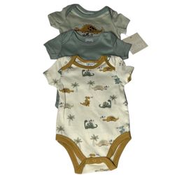 Attitude Baby Boy Girl 3 Packs Onesie Bodysuits Short Sleeve Size 0-3 Months 