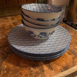 Set of 4 Bowl and Plate Set 