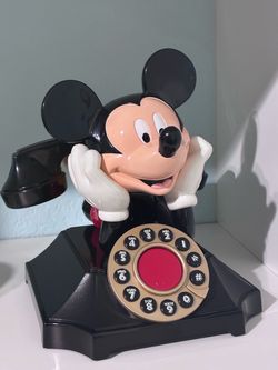 Vintage Disney Mickey Mouse Push-Button Landline Telephone (Rotary Style Base)