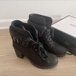 Nine West Quinine Women's Block Heel Combat Boots 8.5