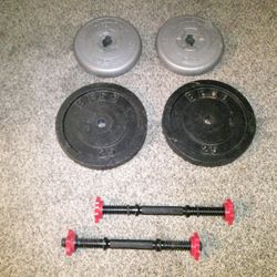 4 - Weight Plates with 2 Dumbbell Handles