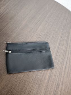 Black Double Zipper Coin Pouch