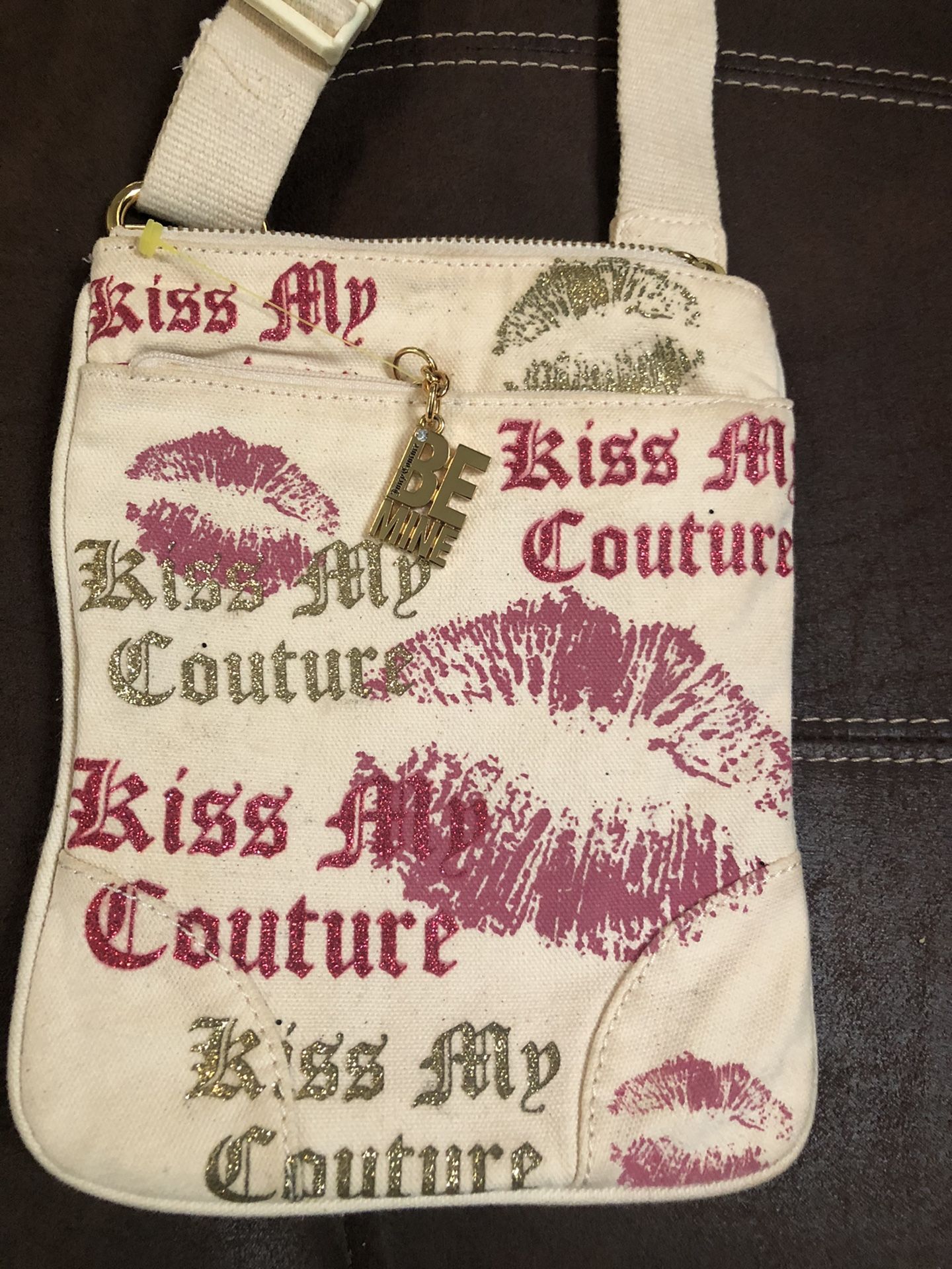 JUICY COUTURE Cross Body Messenger Bag in Pink & Gold Adj. Strap