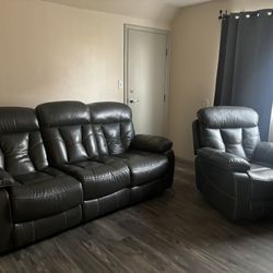 Grey Leather Couch Set