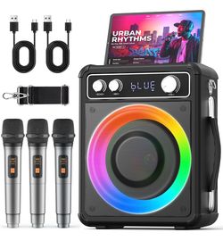 Karaoke Machine with 3 Wireless Rechargeable Microphones