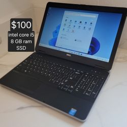 Windows 11 pro Dell latitude laptop. 8 GB ram. Intel core i5. SSD. Delivery Available. Se Habla Espanol