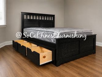 New Queen Bed and mattress with drawers