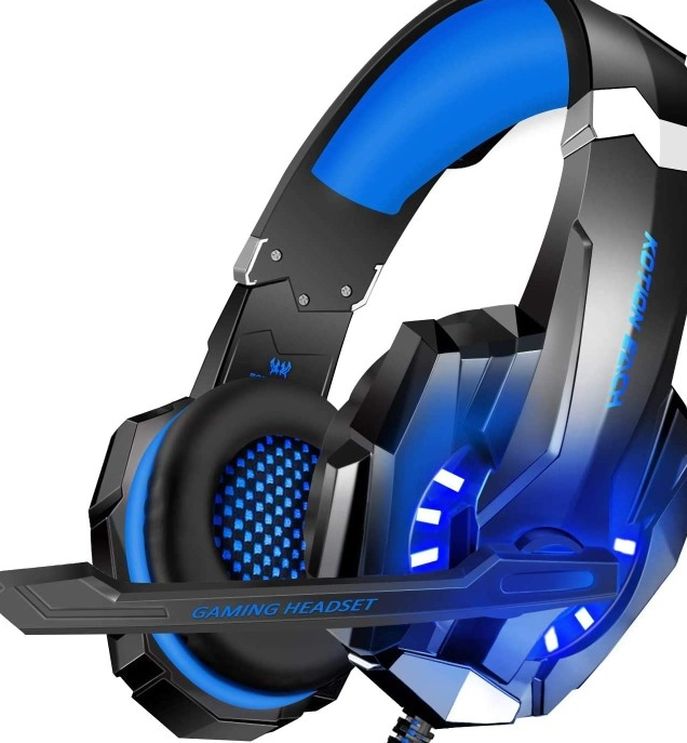 BlueFire Stereo Gaming Headset for PS4, PC, Xbox One Controller, Noise Cancelling Over Ear Headphones with Mic, LED Light, Bass Surround, Soft Memory
