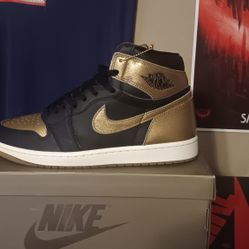Blk and Gold Jordan 1 Size 12
