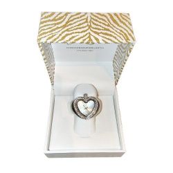 Brand-New Jessica Simpson Silver Heart-Shaped Stretch-Band Ring-Watch